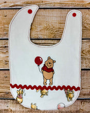 Load image into Gallery viewer, Winnie The Pooh with Red Balloon Baby Bib &amp; Burp Cloth Set